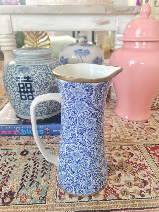 Blue and White Batik Jug by Ridley Living