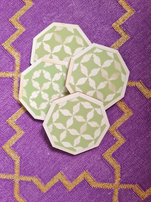Coaster PUNGGOL Bone in Lay Set of 4 Octagon Mint Green