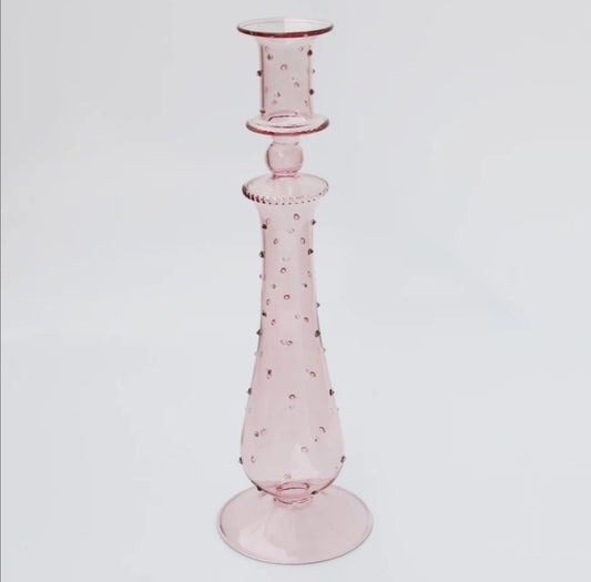 Glass Candle Holder Pink Peach