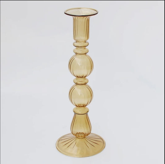 Glass Candle Stand or Candle Holder Brown