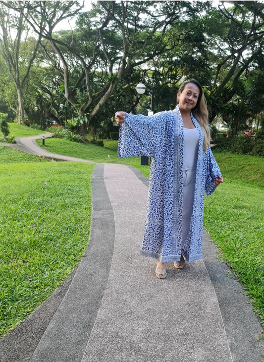 Kimono Overlay Blue&White